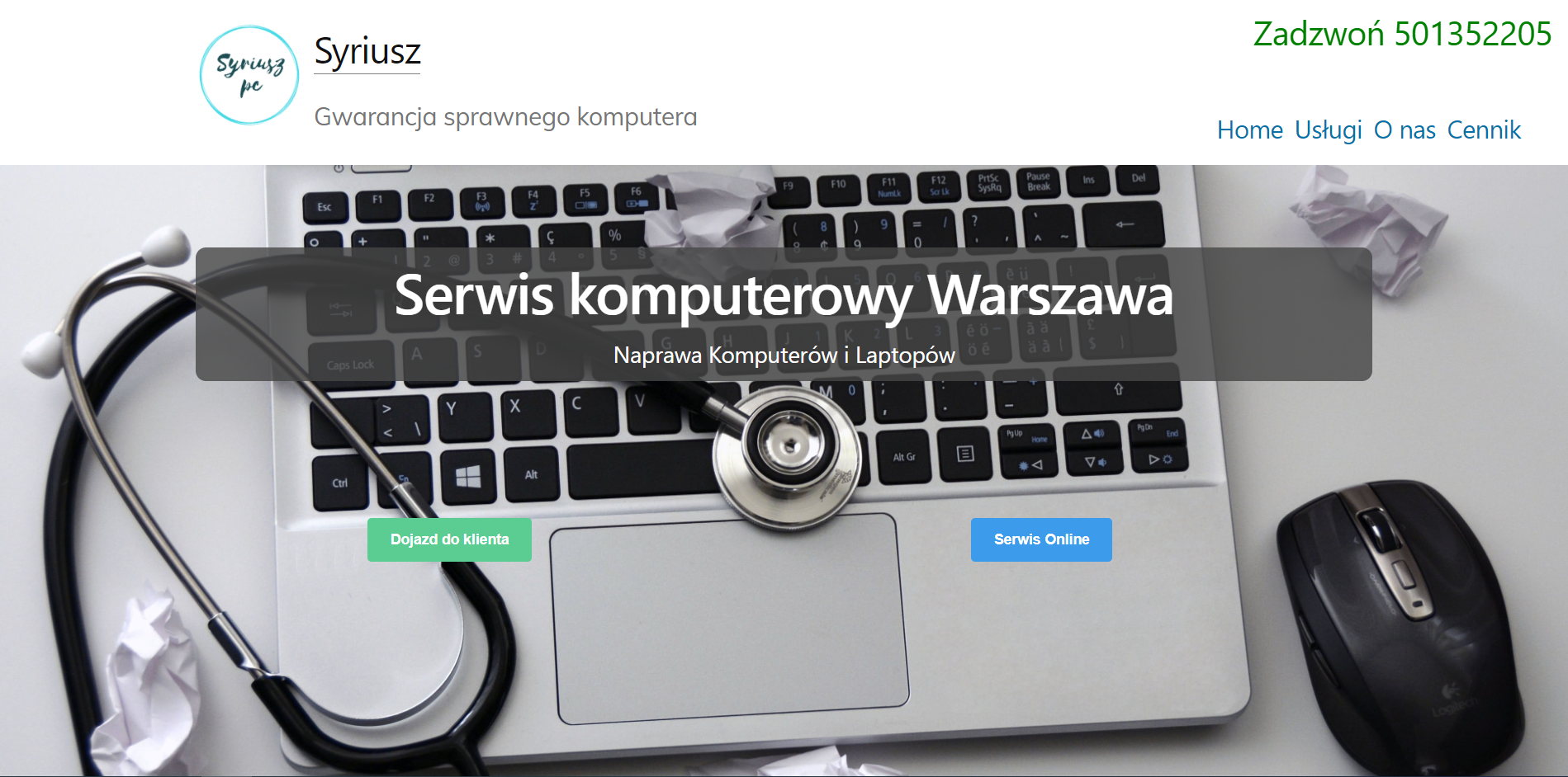 Widok strony syriusz
